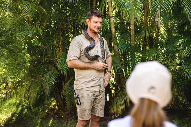 A visitor and an Echidna together.